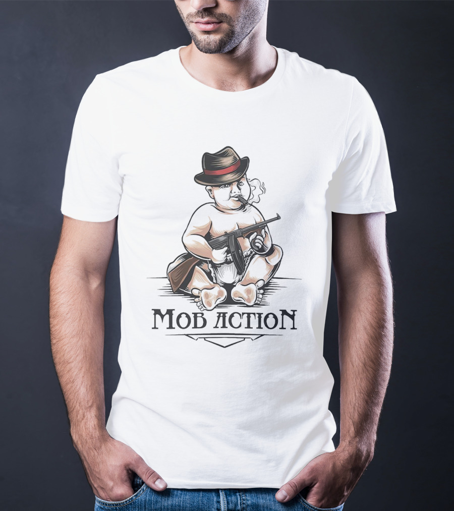Baby Capone Mob Action Smoking Fedora Gun T-Shirt