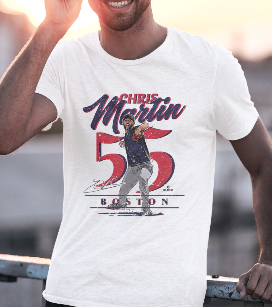Chris Martin 55 Boston Red Sox Signature T-Shirt