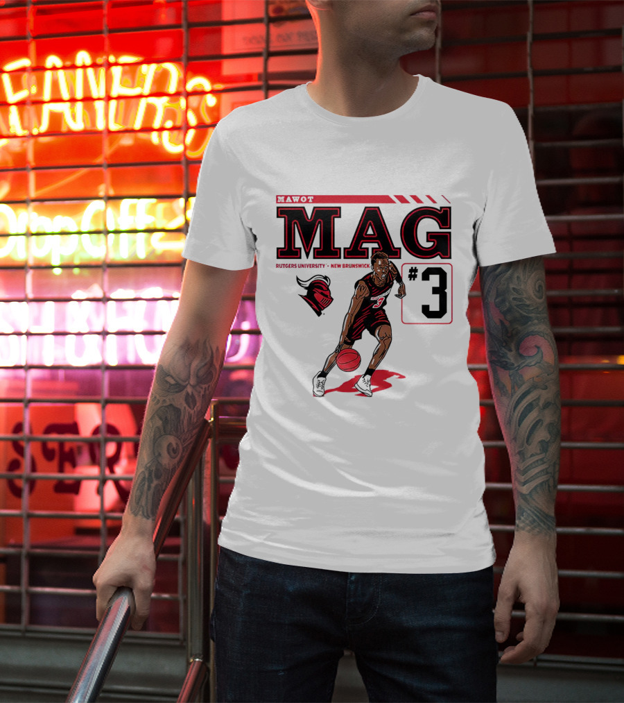 Mawot Mag #3 Rutgers Scarlet Knights Basketball Caricature Rutgers University New Brunswick T-Shirt