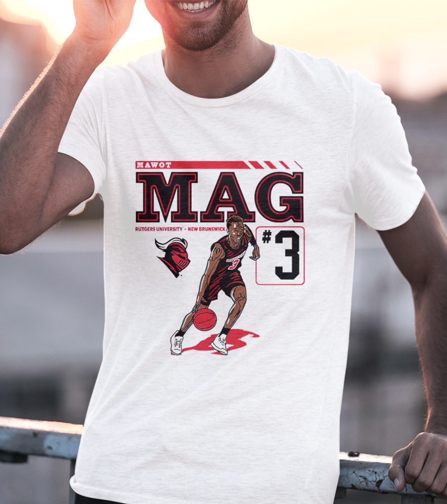 Mawot Mag #3 Rutgers Scarlet Knights Basketball Caricature Rutgers University New Brunswick T-Shirt