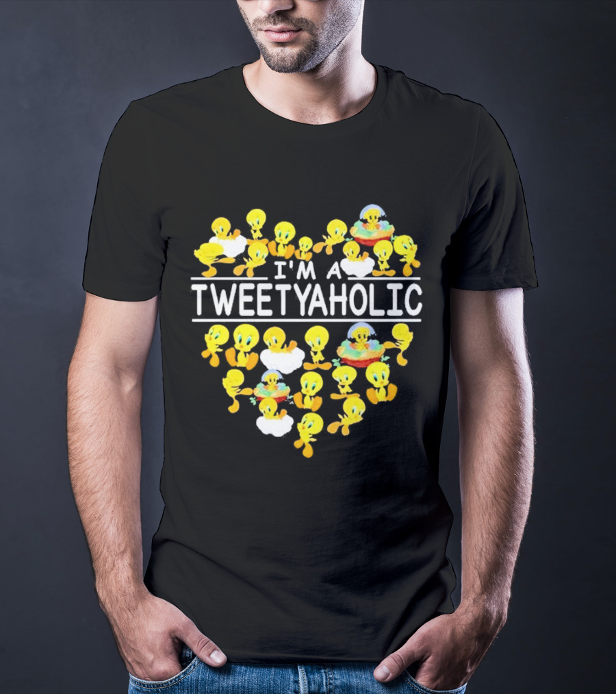 I'm A Tweetyaholic Heart Design Featuring Multiple Tweety Bird Poses T-Shirt