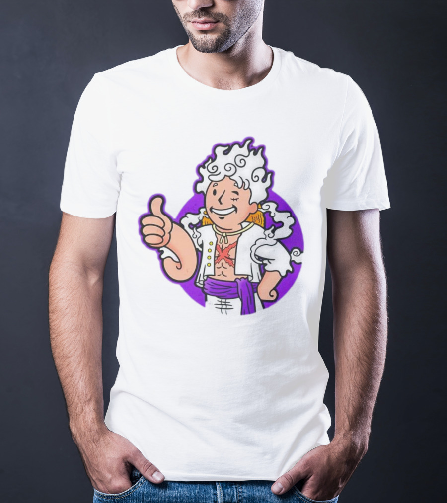 Luffy Sun God Boy Nika One Piece Vault Boy Mashup T-Shirt
