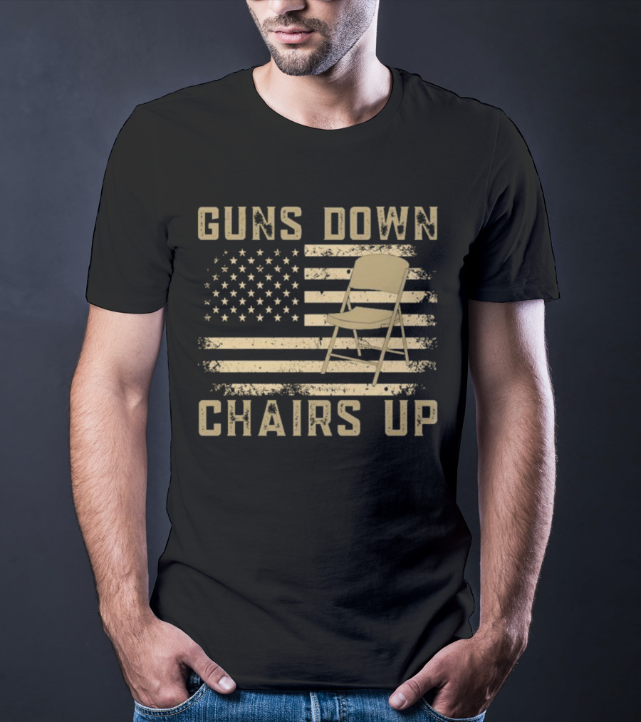 Guns Down Chairs Up American Flag Montgomery Alabama Brawl T-Shirt