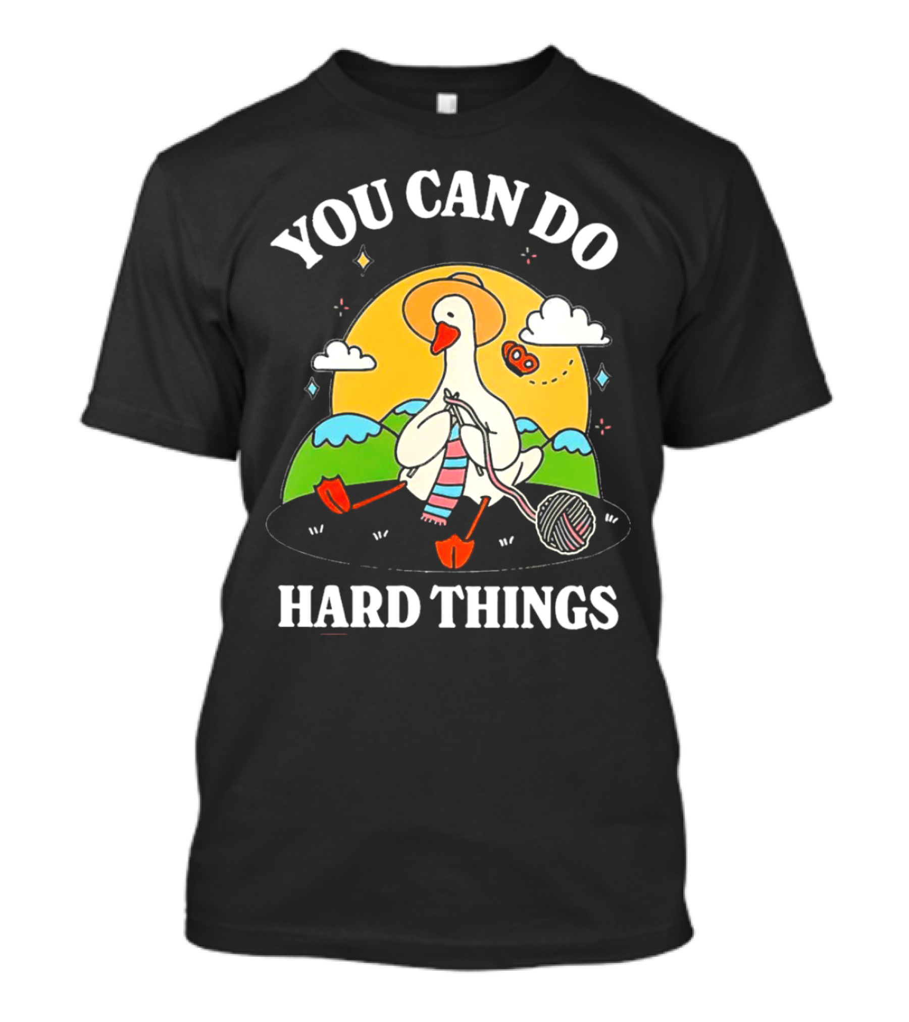 Duck You Can Hard Things Teacher Happy Duck In Hat With Scarf And Whistle T-Shirt