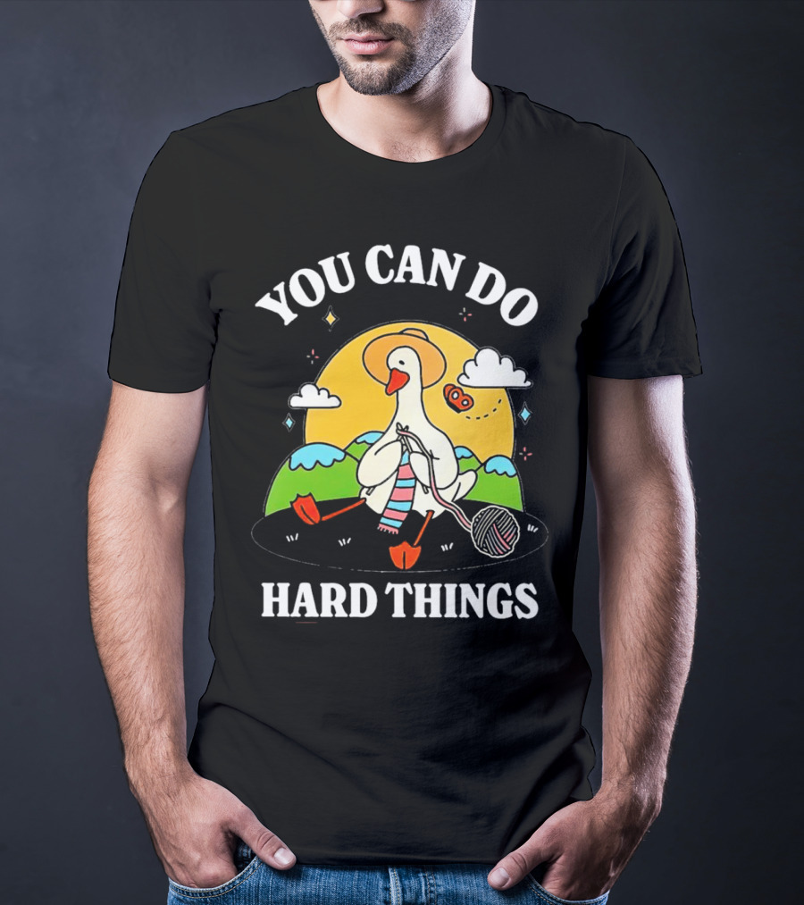 Duck You Can Hard Things Teacher Happy Duck In Hat With Scarf And Whistle T-Shirt