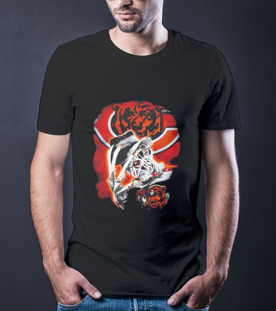 Freddy Krueger Chicago Bears Halloween Horror Crossover T-Shirt