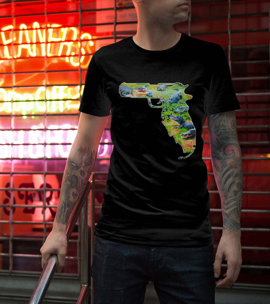 Florida Alligator Shape Gun T-Shirt