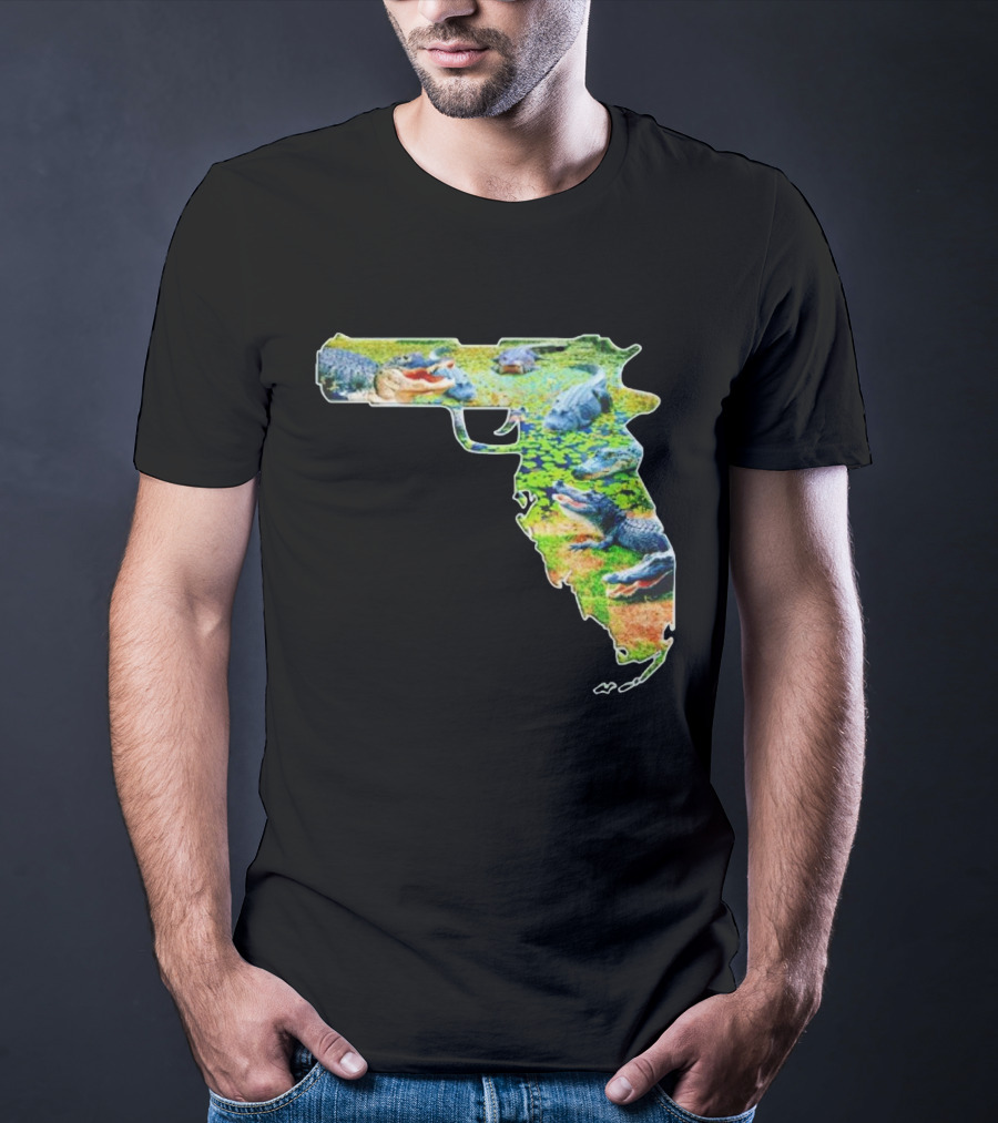 Florida Alligator Shape Gun T-Shirt