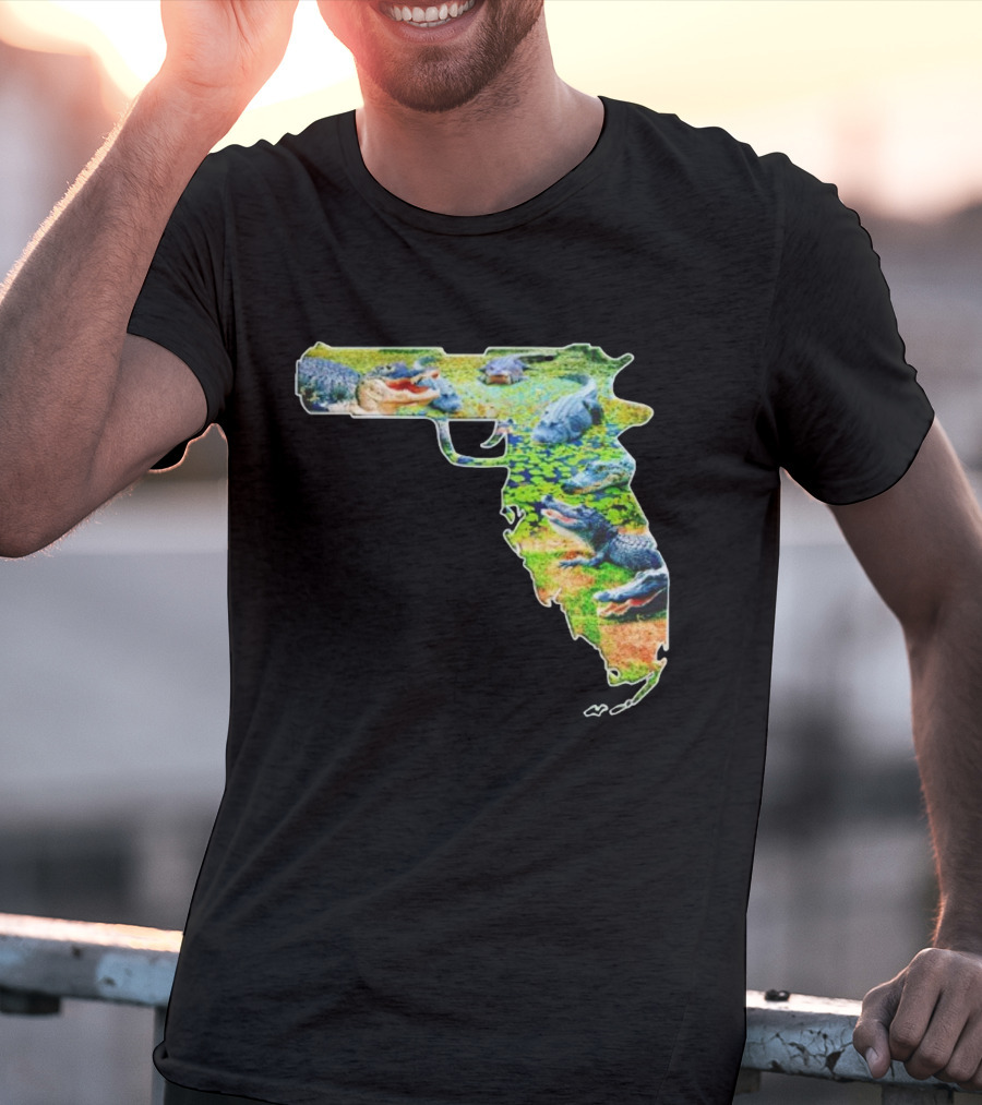 Florida Alligator Shape Gun T-Shirt