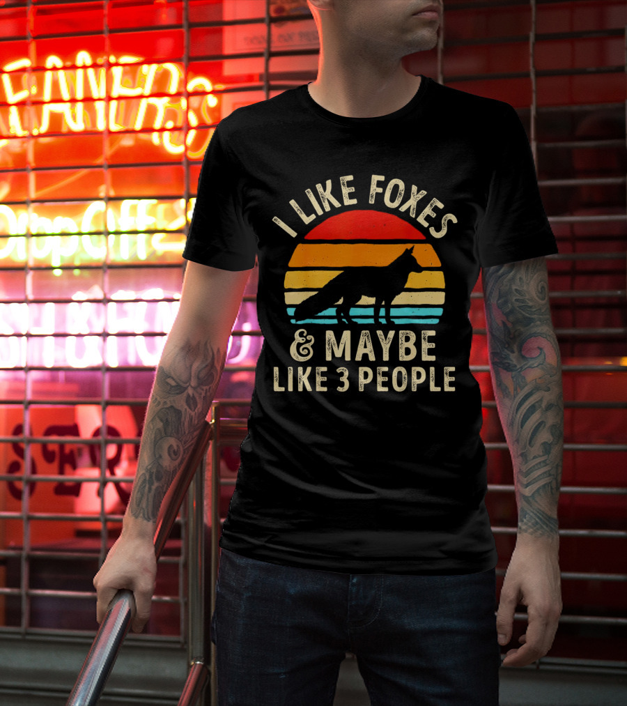 I Like Foxes And Maybe Like 3 People Vintage Sunset T-Shirt