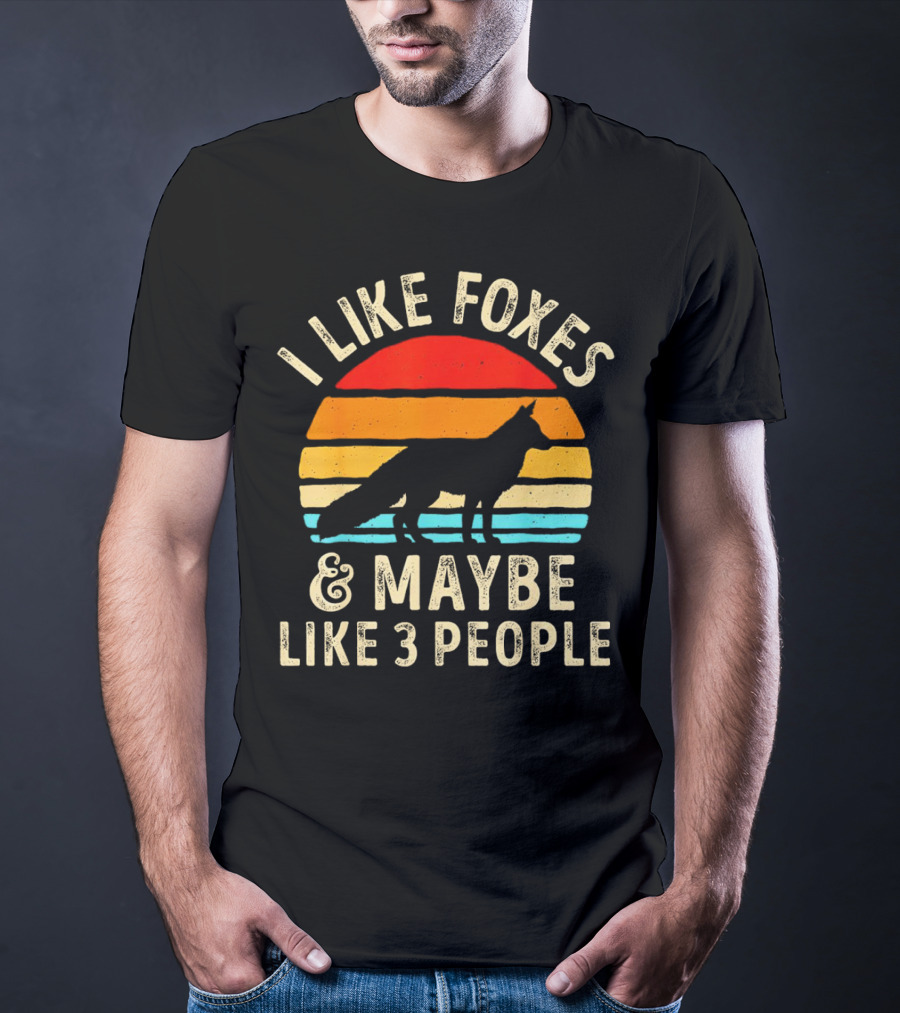 I Like Foxes And Maybe Like 3 People Vintage Sunset T-Shirt
