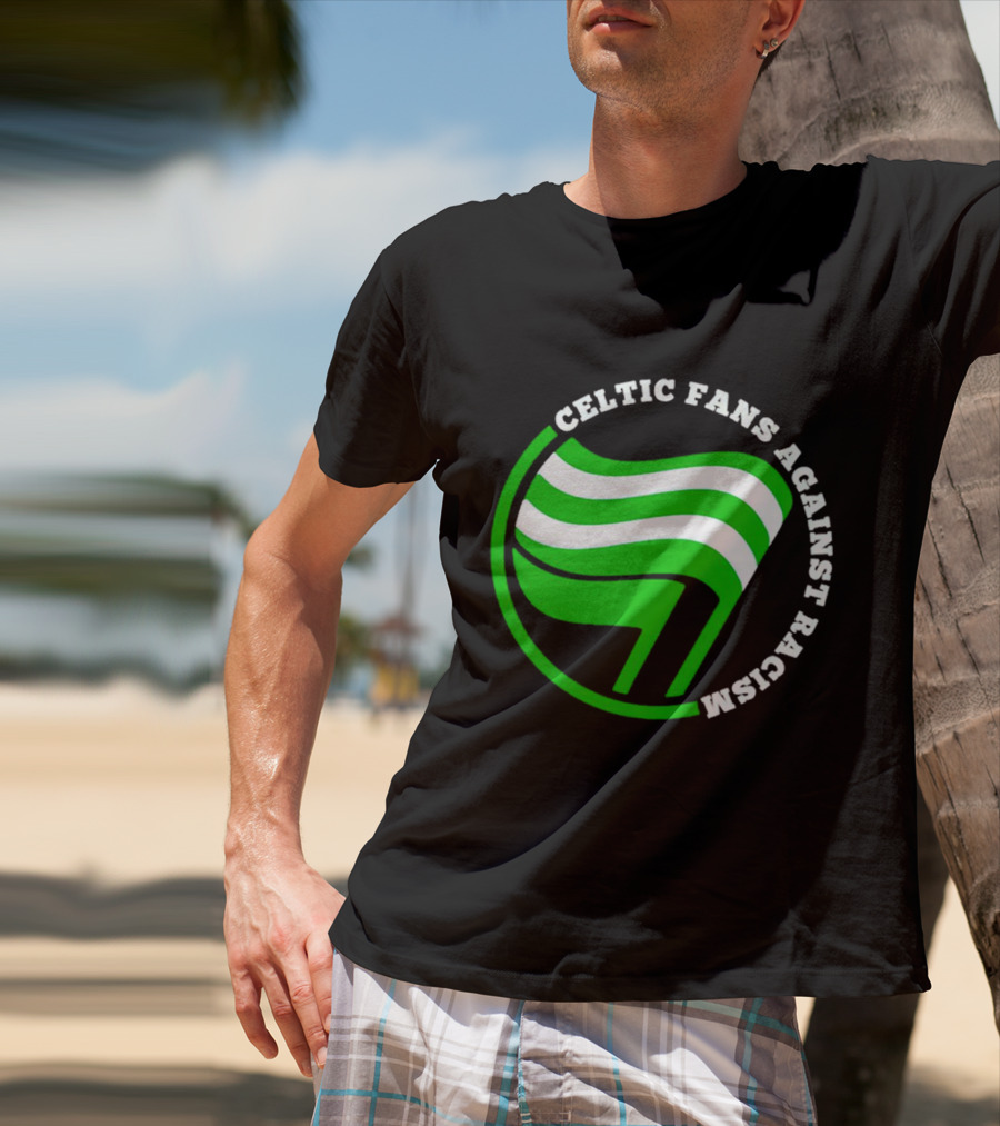 Celtic Fans Against Racism Green And White Flag T-Shirt