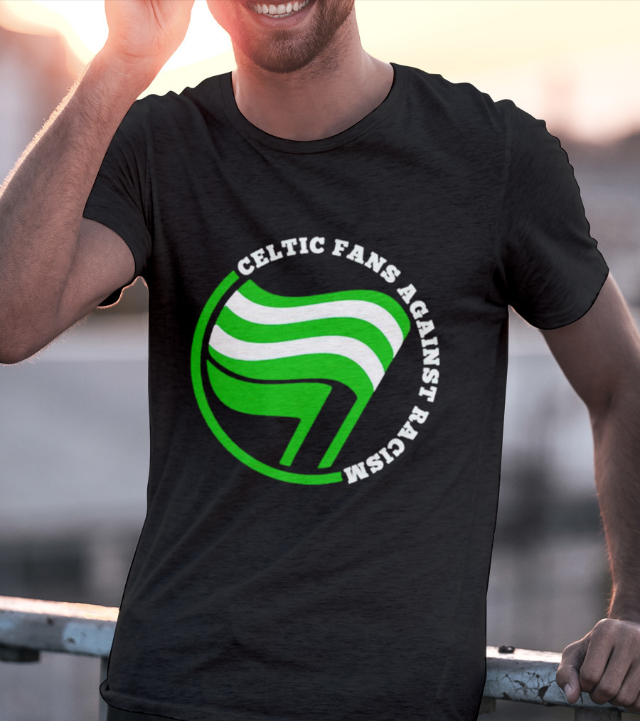 Celtic Fans Against Racism Green And White Flag T-Shirt