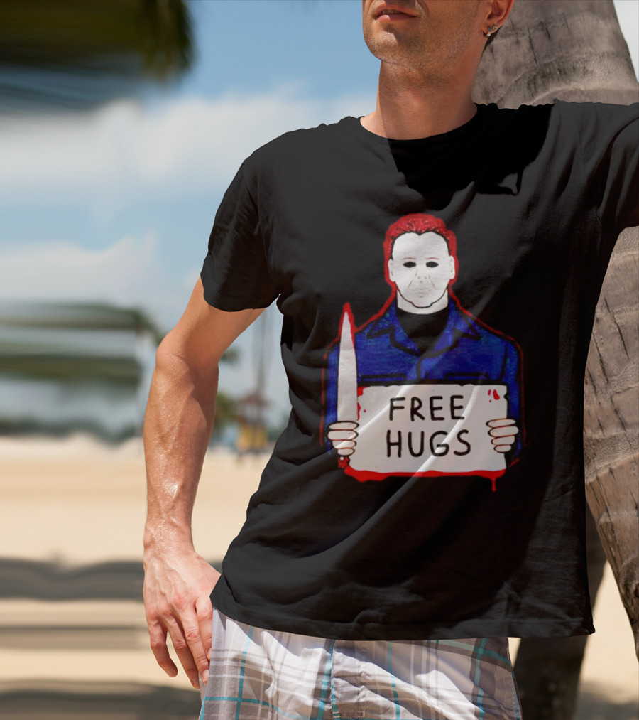 Free Hugs Michael Myers Knife Halloween Horror T-Shirt