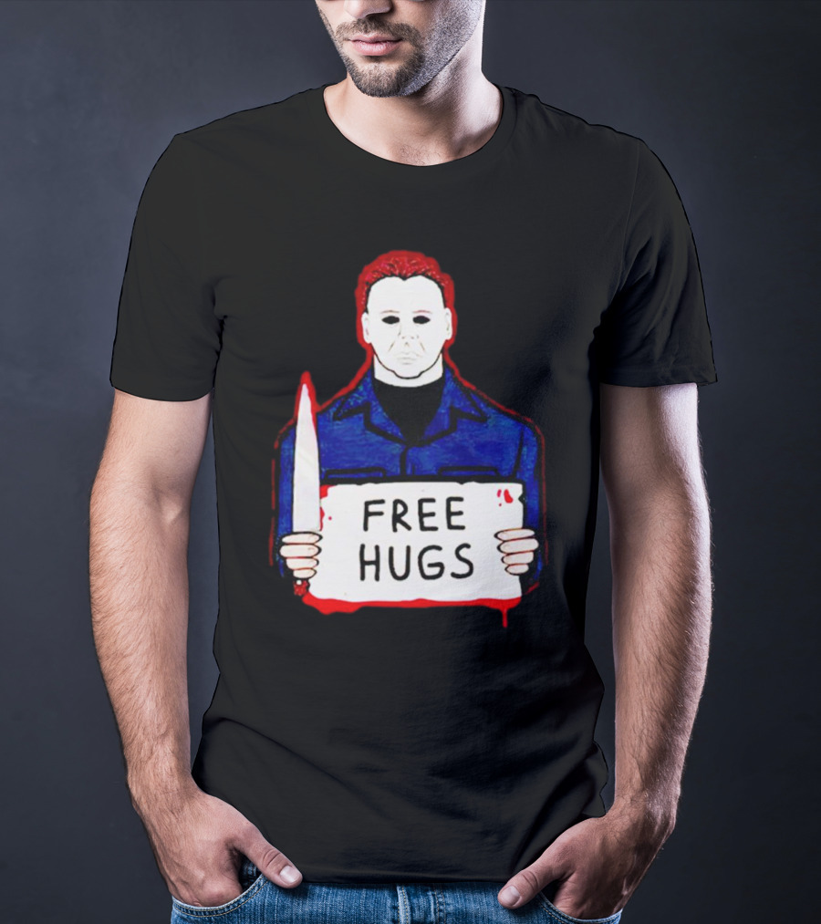 Free Hugs Michael Myers Knife Halloween Horror T-Shirt