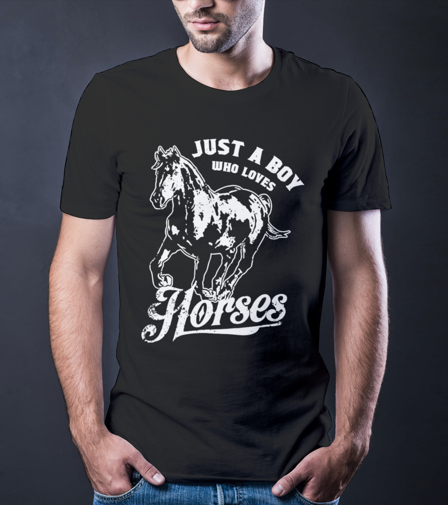 Just A Boy Who Loves Horses Riding T-Shirt