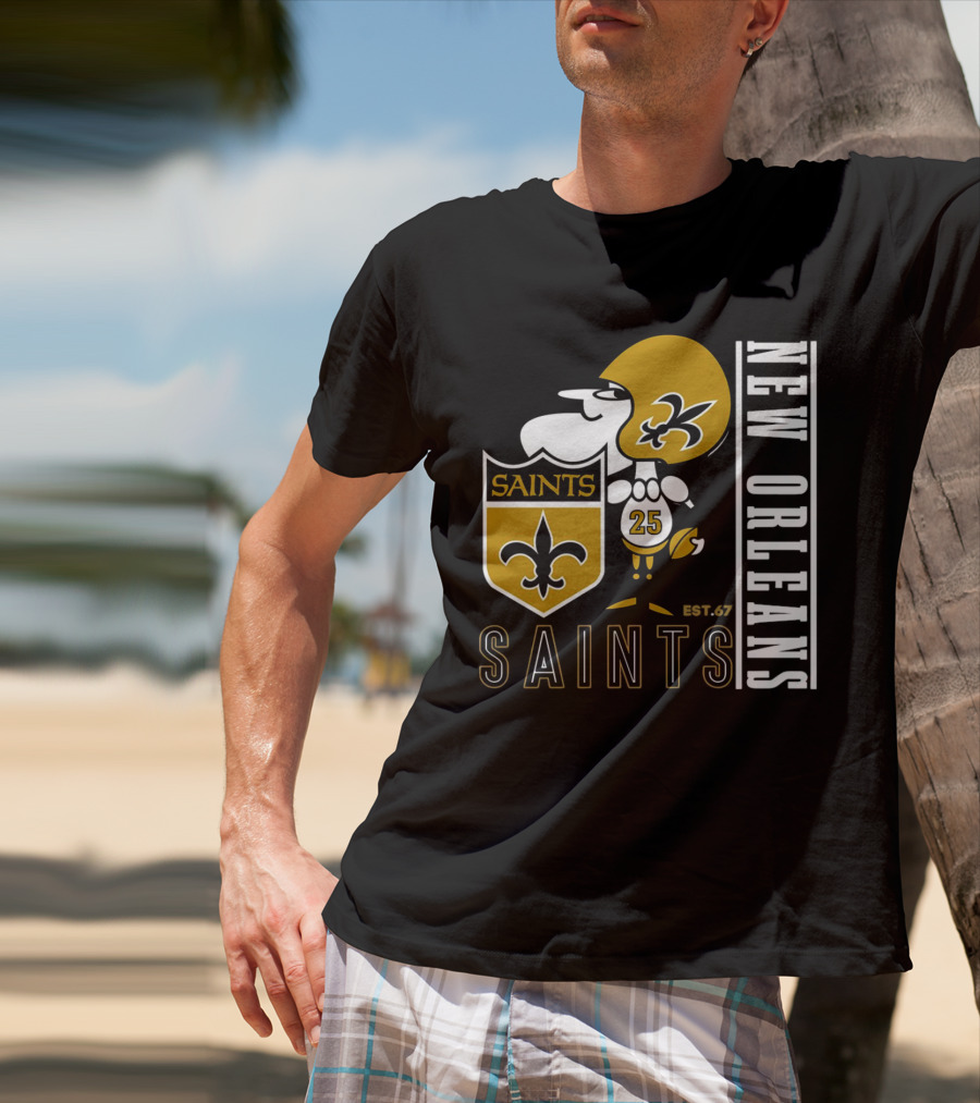 New Orleans Saints Est.67 Mascot With Shield And Fleur-de-Lis T-Shirt