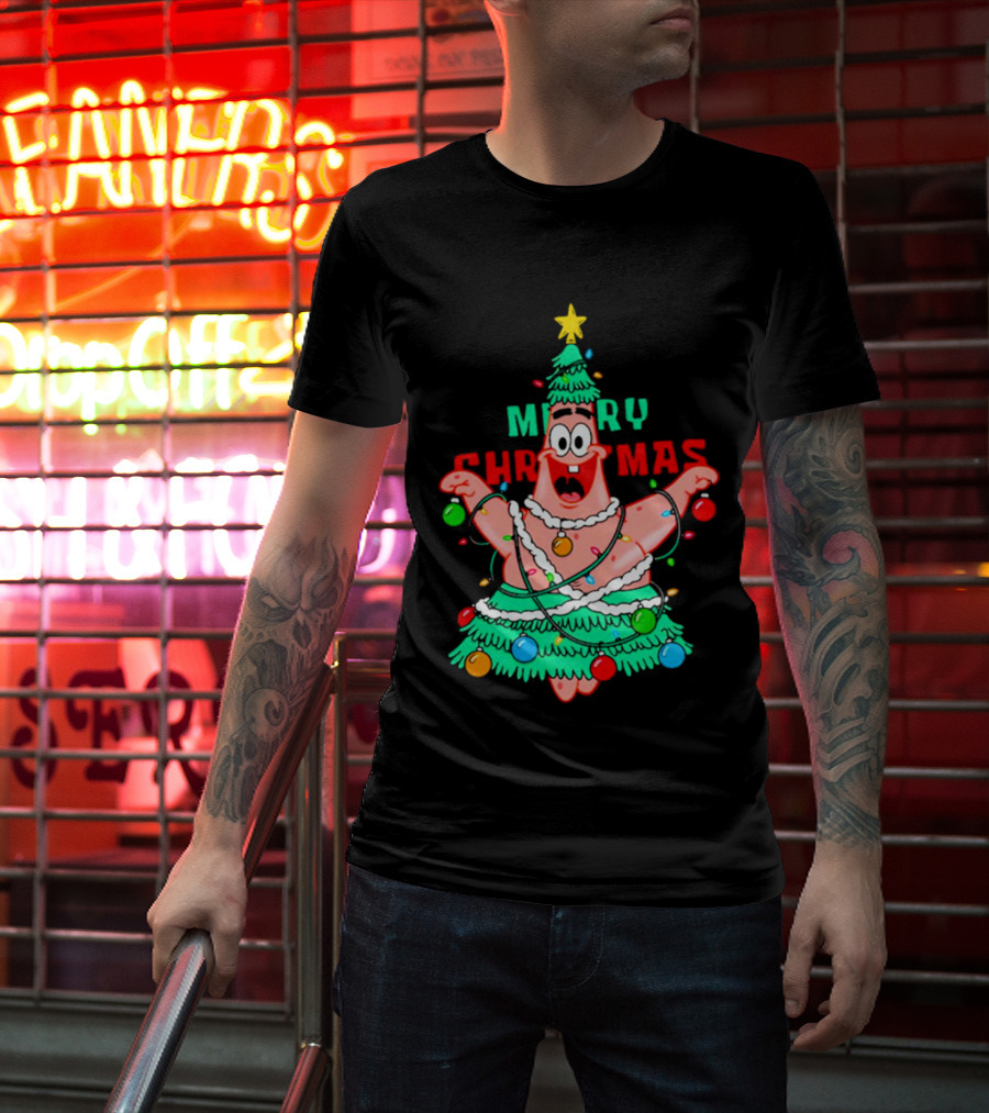 Merry Christmas Patrick Tree Holiday Lights T-Shirt