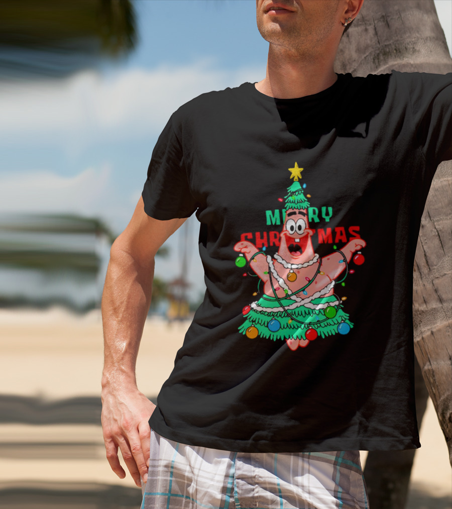 Merry Christmas Patrick Tree Holiday Lights T-Shirt