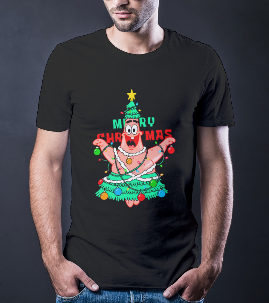 Merry Christmas Patrick Tree Holiday Lights T-Shirt