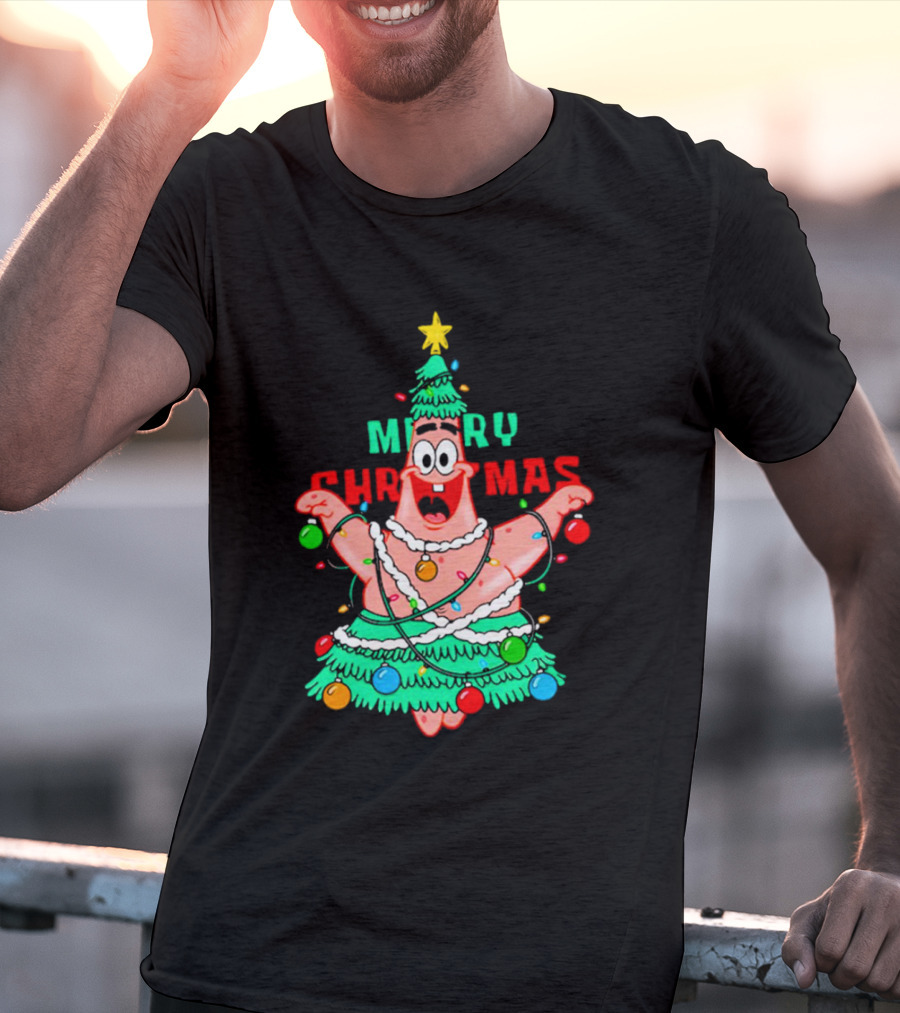 Merry Christmas Patrick Tree Holiday Lights T-Shirt