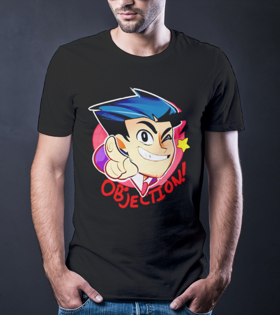Phoenix Wright Ace Attorney Objection Winking Pose T-Shirt