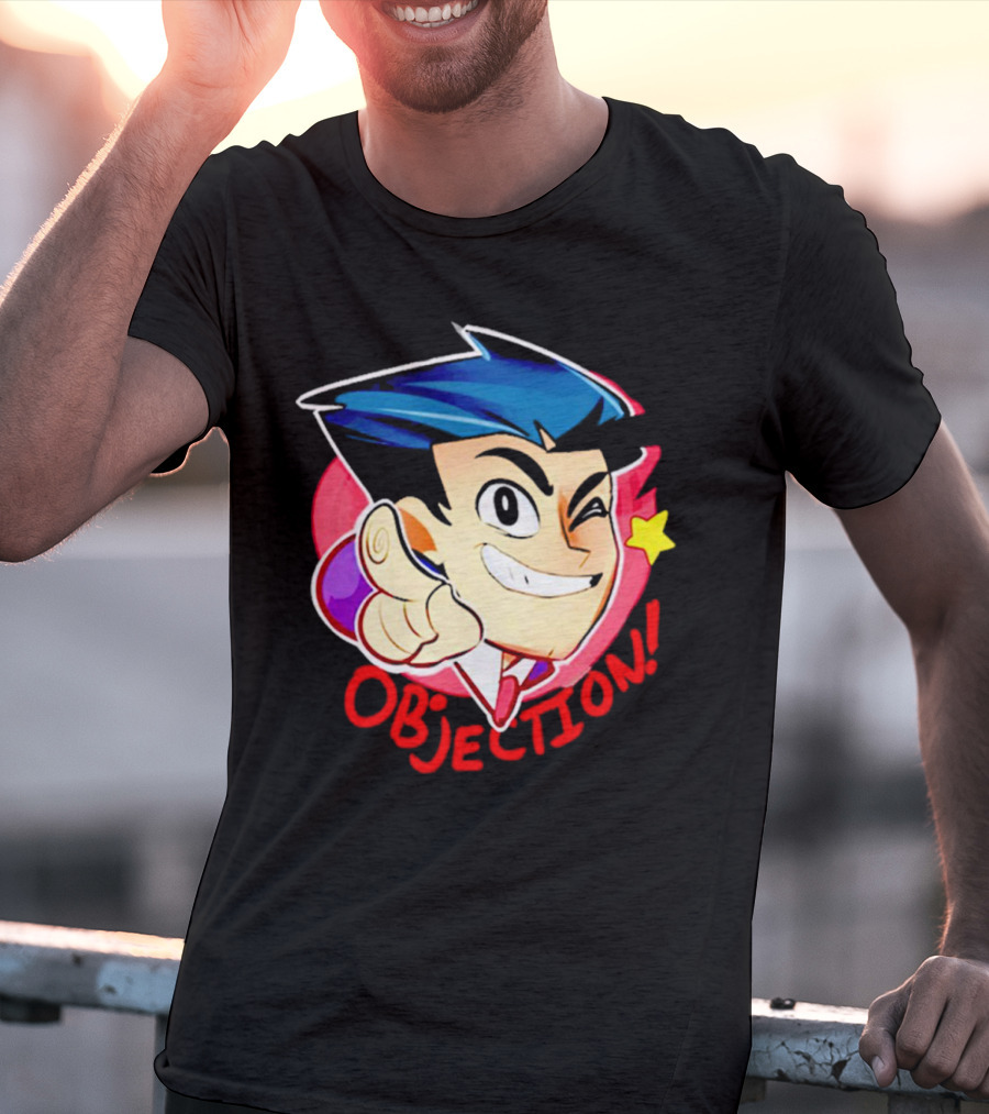 Phoenix Wright Ace Attorney Objection Winking Pose T-Shirt