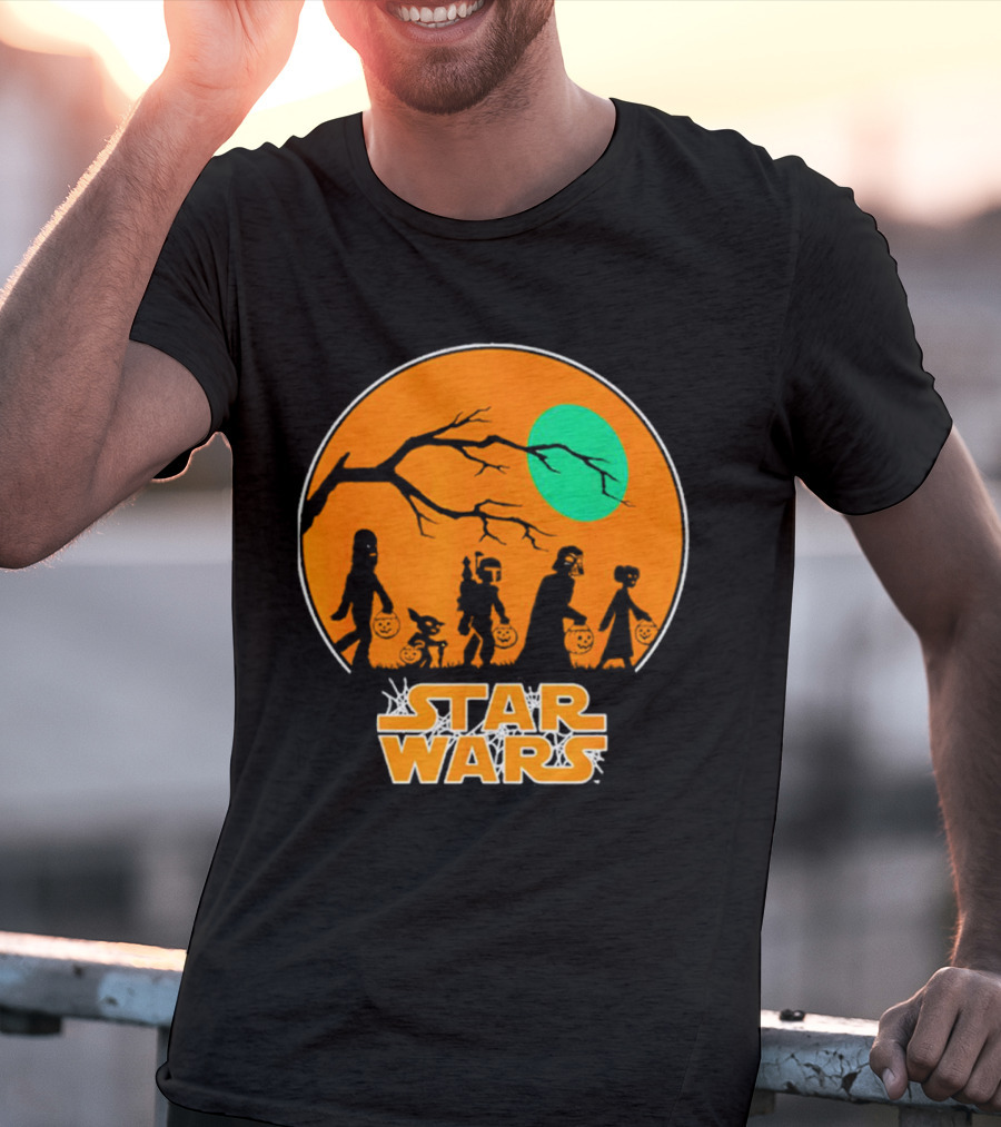 Star Wars Halloween Trick-or-Treating Silhouette Moon T-Shirt