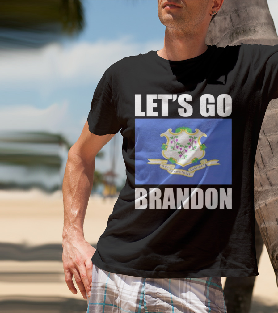 LET'S GO BRANDON Qui Transtulit Sustinet Connecticut Flag T-Shirt