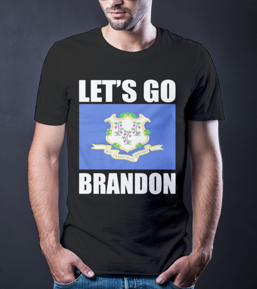 LET'S GO BRANDON Qui Transtulit Sustinet Connecticut Flag T-Shirt