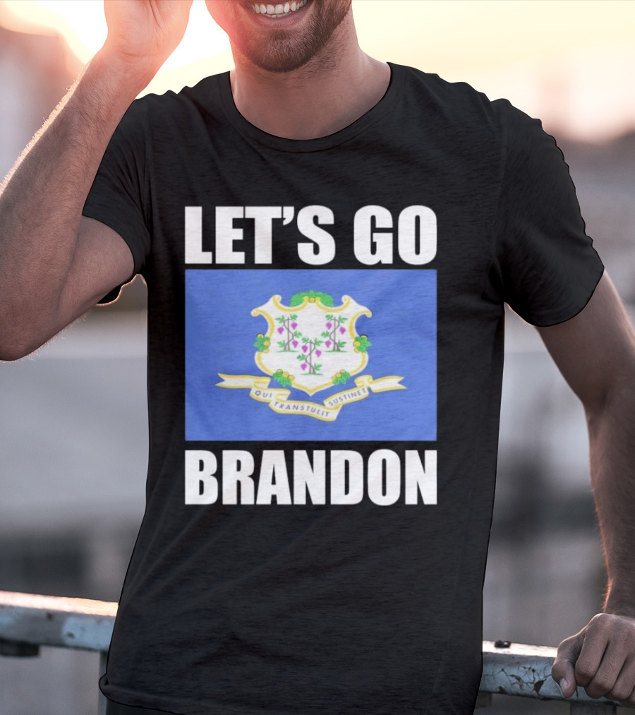 LET'S GO BRANDON Qui Transtulit Sustinet Connecticut Flag T-Shirt