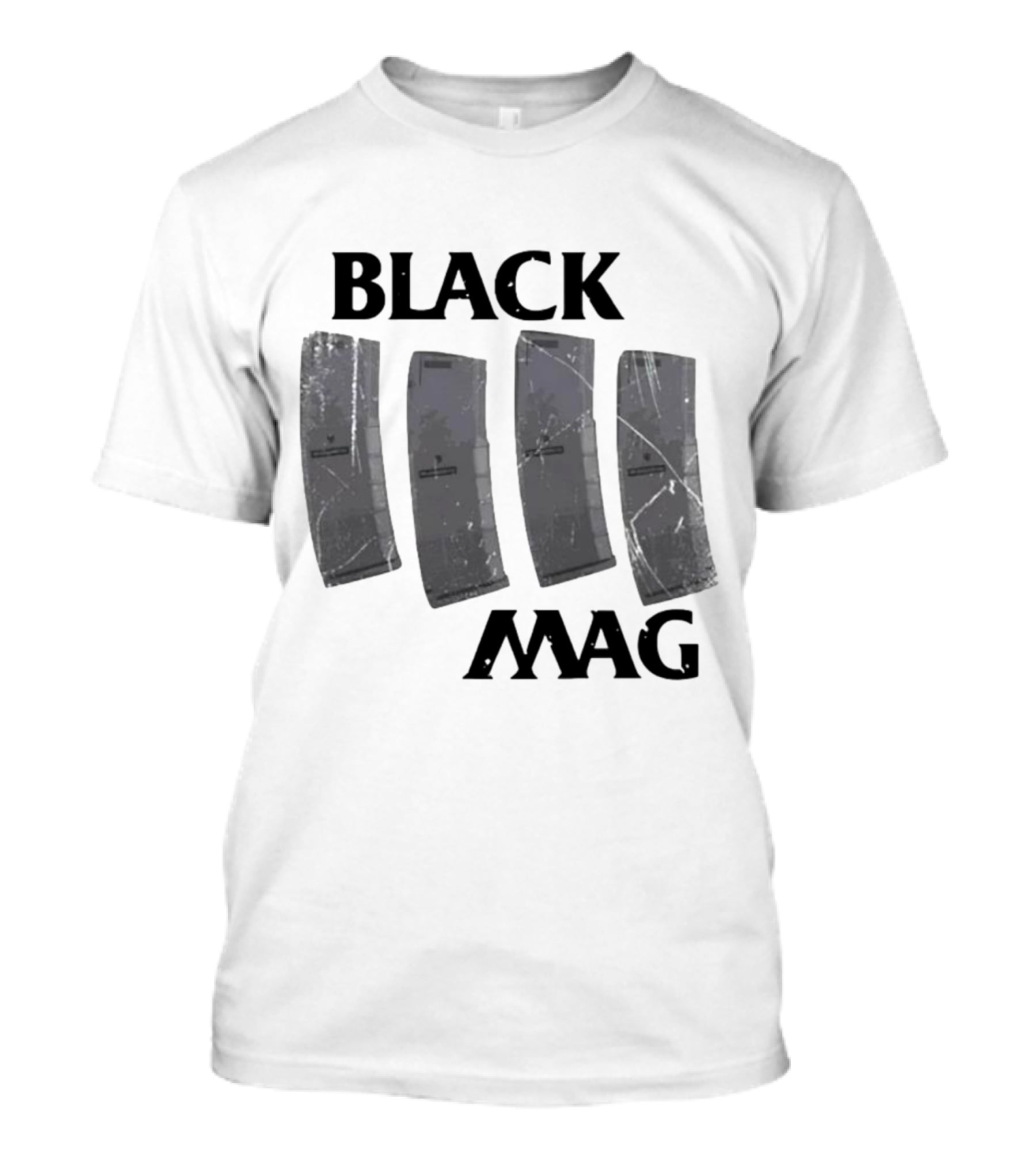 BLACK MAG Scratched And Weathered Magazines T-Shirt