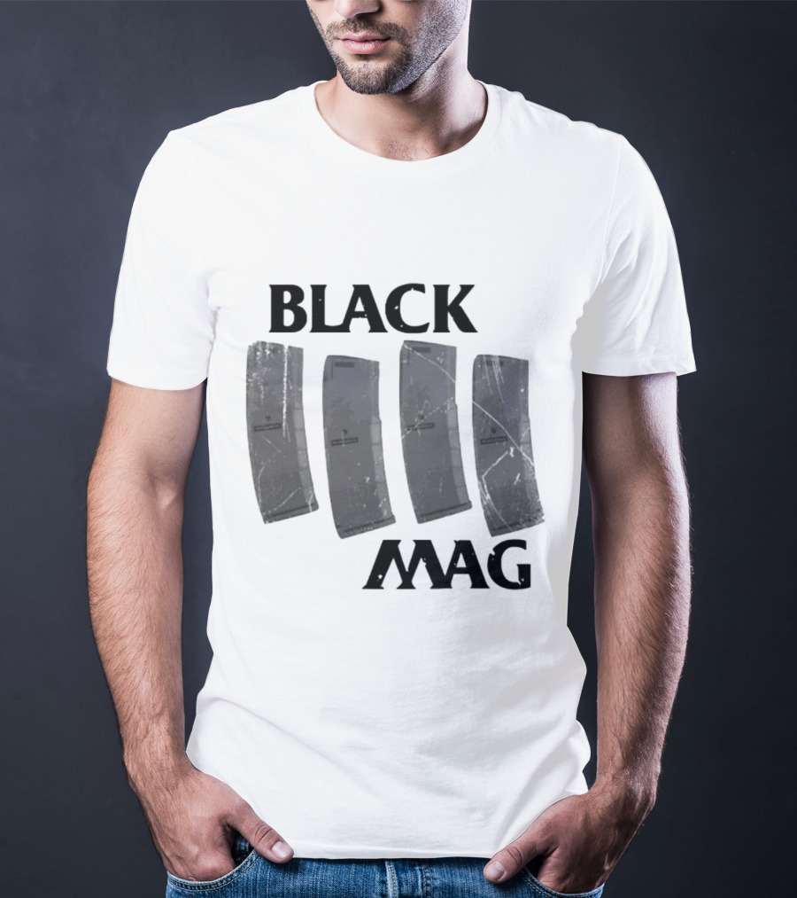 BLACK MAG Scratched And Weathered Magazines T-Shirt