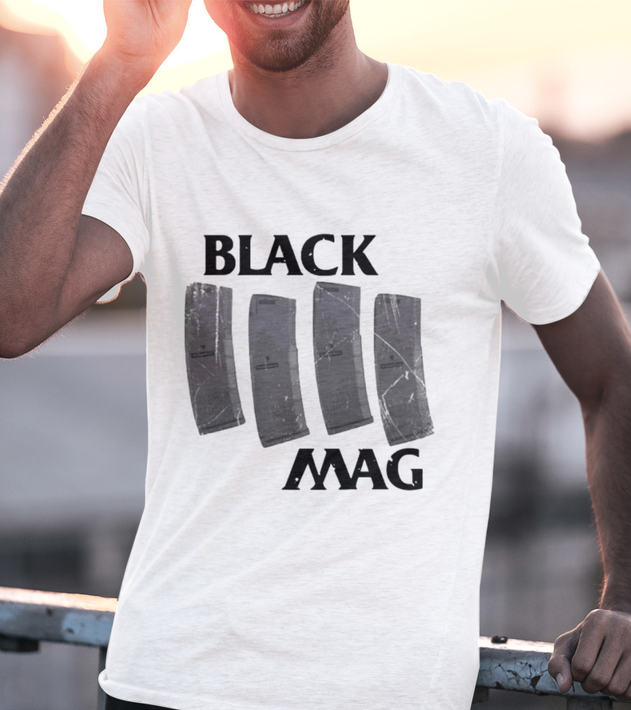 BLACK MAG Scratched And Weathered Magazines T-Shirt