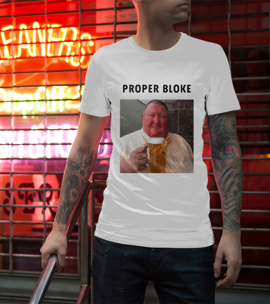 Proper Bloke Holding Beer With Contented Expression T-Shirt