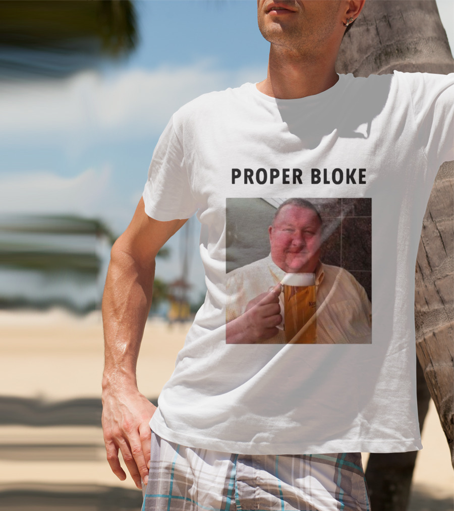Proper Bloke Holding Beer With Contented Expression T-Shirt