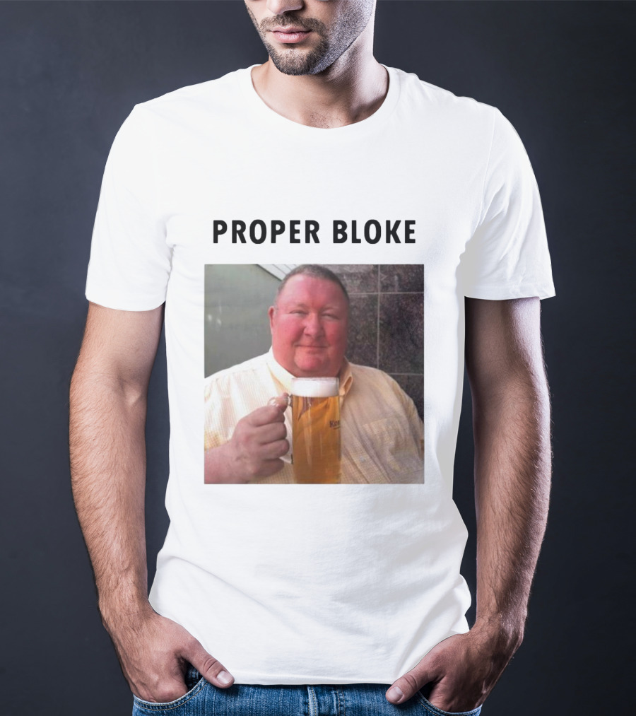 Proper Bloke Holding Beer With Contented Expression T-Shirt