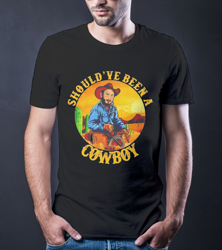 Should’ve Been A Cowboy Vintage Desert Scene With Cactus And Mountains T-Shirt