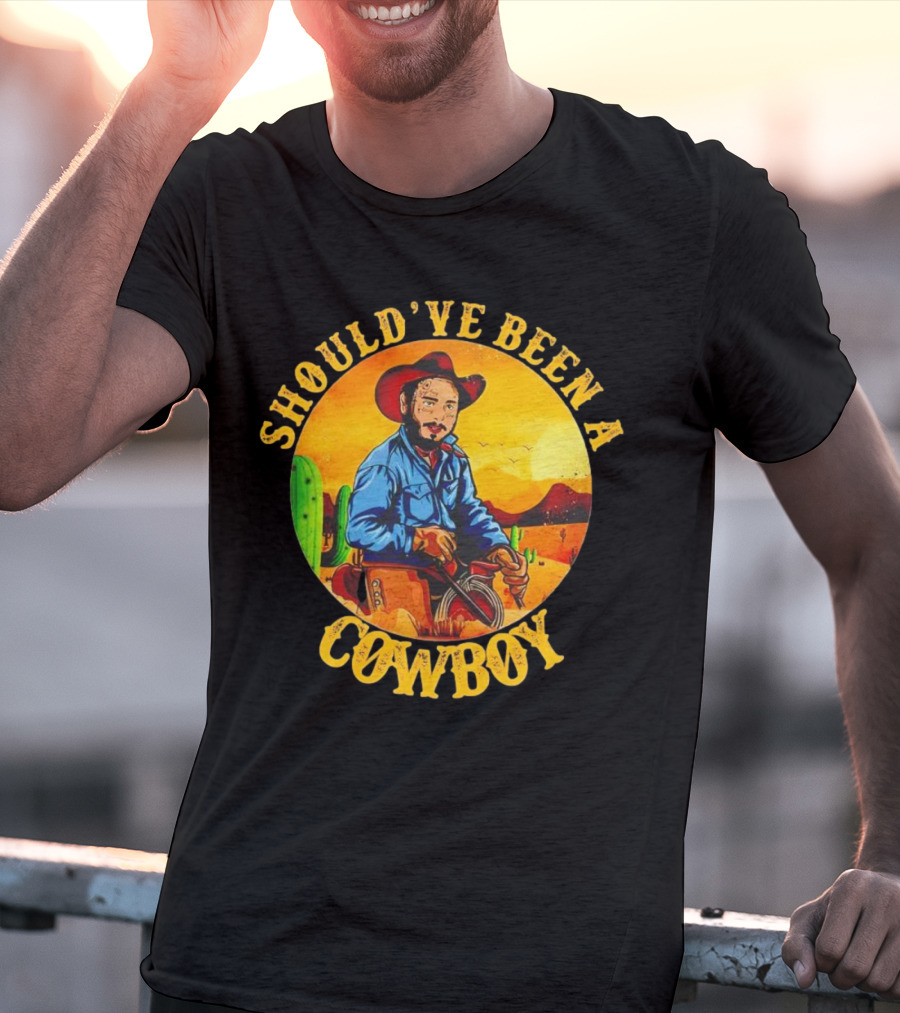 Should’ve Been A Cowboy Vintage Desert Scene With Cactus And Mountains T-Shirt