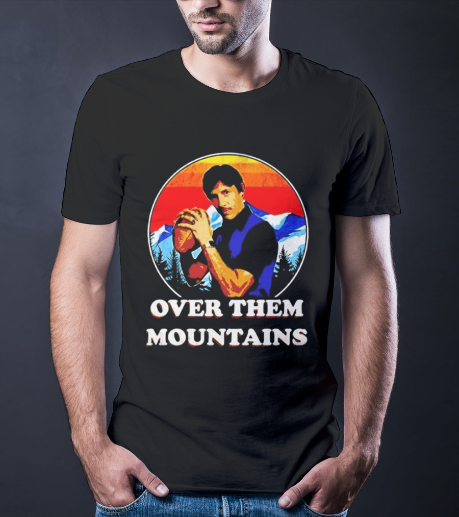 Uncle Rico Over Them Mountains Vintage Retro Football Scene T-Shirt