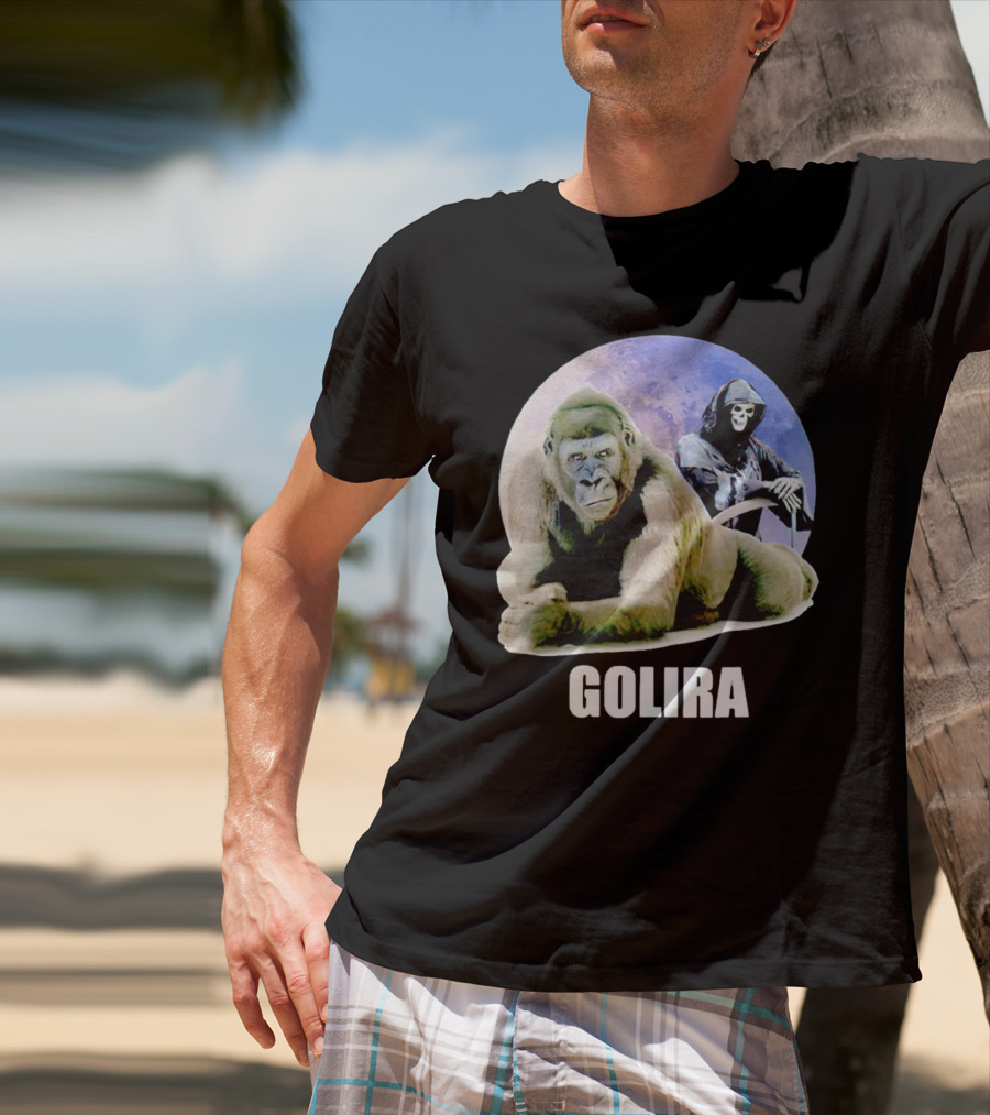 Gorilla With Grim Reaper In Cosmic Golira Scene T-Shirt