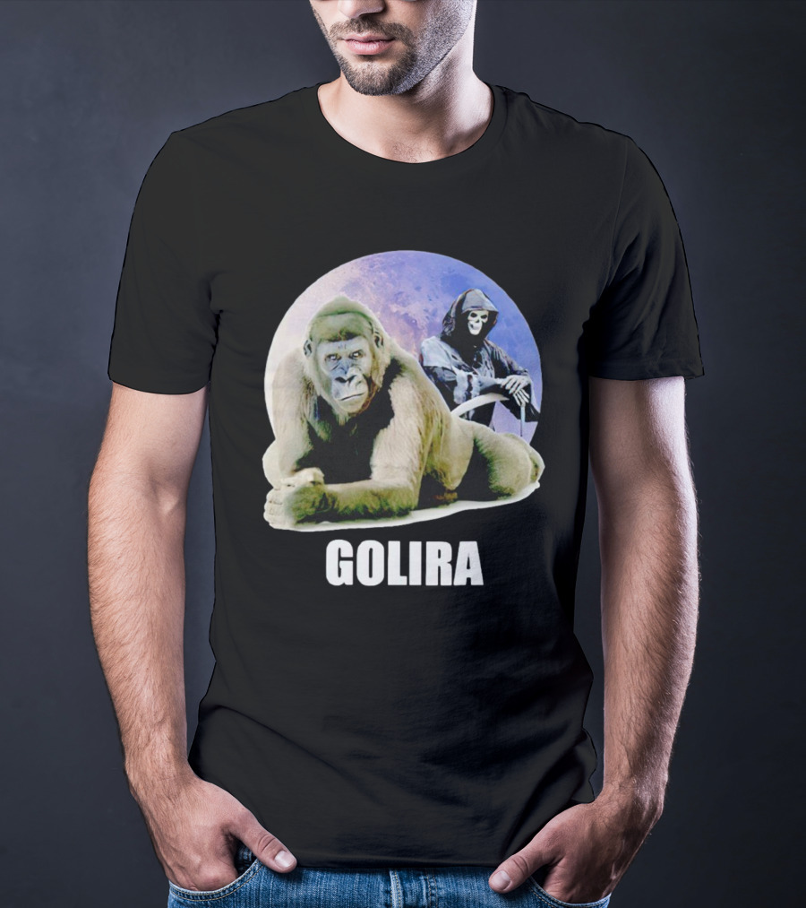 Gorilla With Grim Reaper In Cosmic Golira Scene T-Shirt