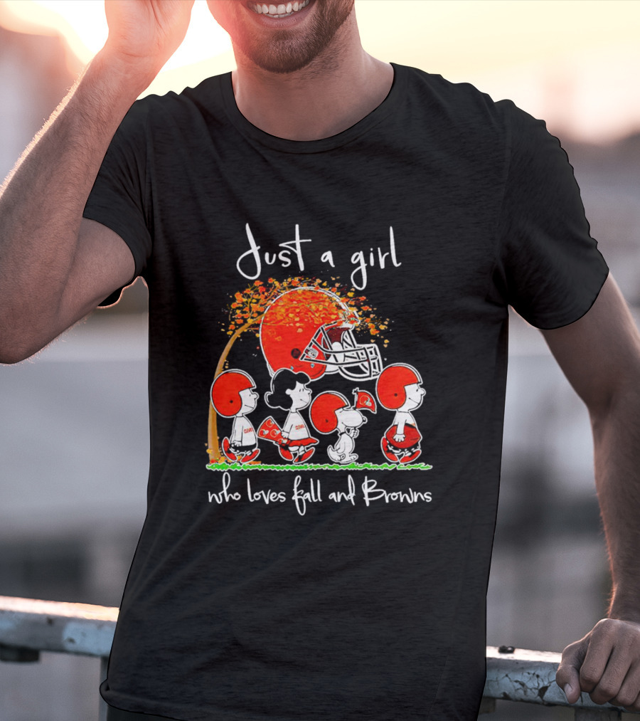 Just A Girl Who Loves Fall And Browns Peanuts Snoopy T-Shirt