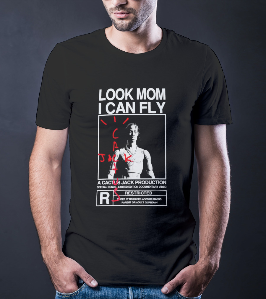 Look Mom I Can Fly Cactus Jack Production Special Bonus Documentary Video Restricted T-Shirt