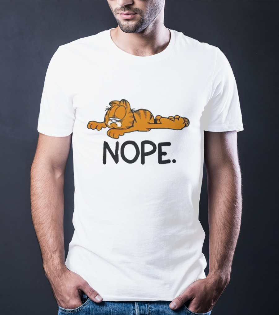 Garfield Sad Nope Classic Comic Lazy Mood T-Shirt