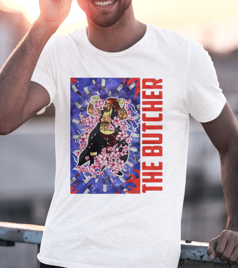 THE BUTCHER Cherry Blossom Blades Power Stance T-Shirt