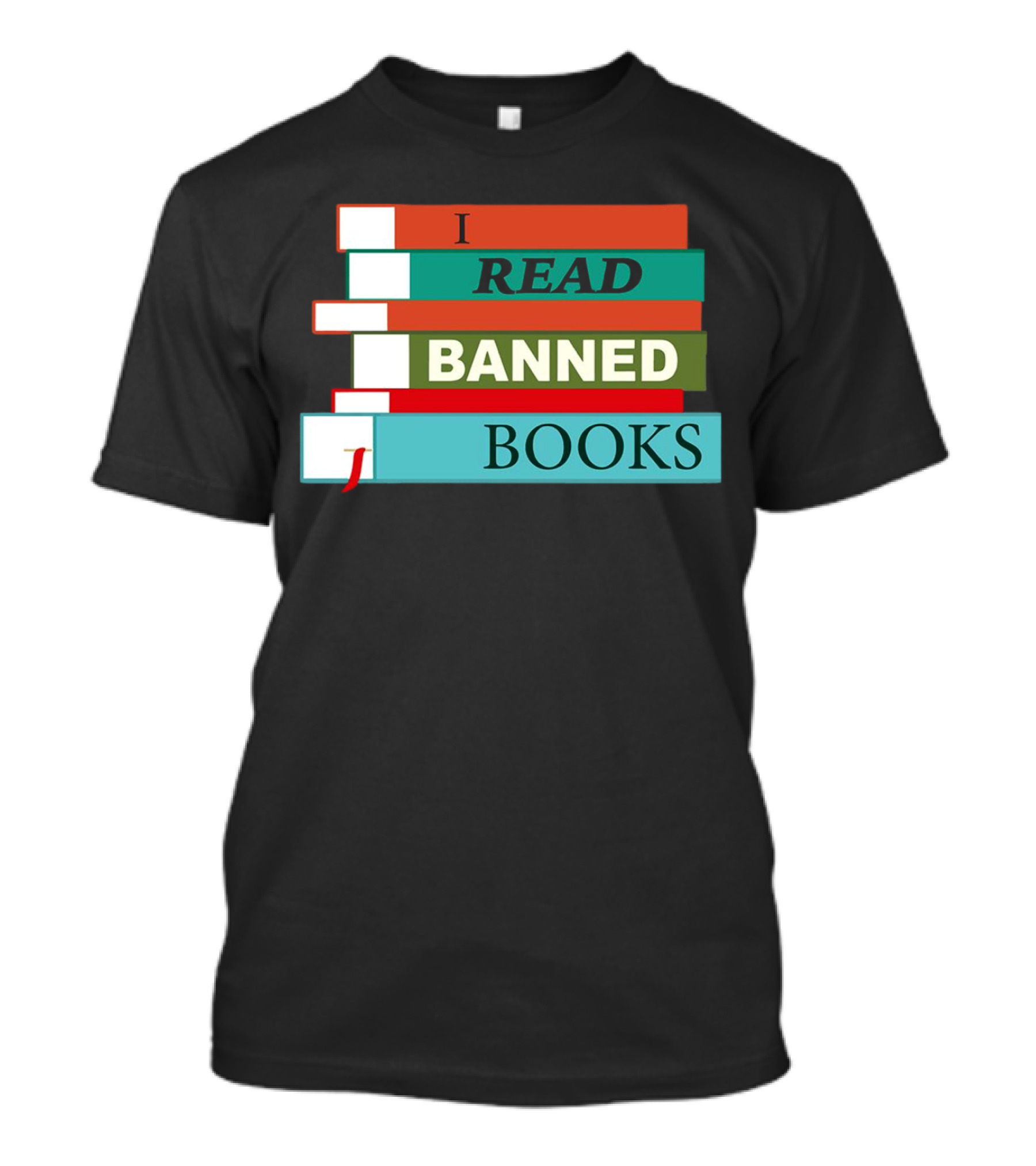 I Read Banned Books Stacked Colorful Titles T-Shirt