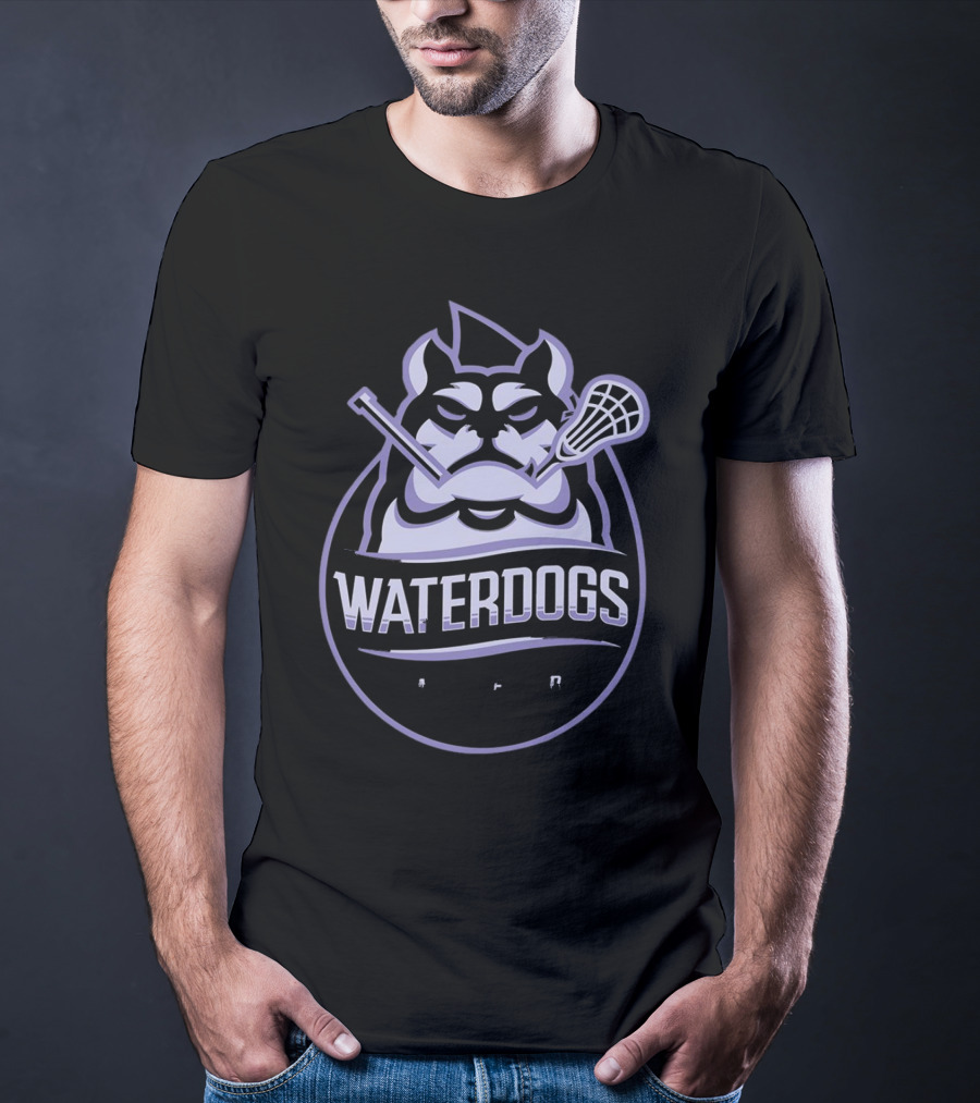 Waterdogs Lacrosse Club Logo Bulldog Lacrosse Sticks Emblem T-Shirt