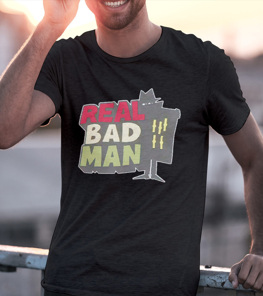 Real Bad Man With Iconic Silhouette And Stripes T-Shirt