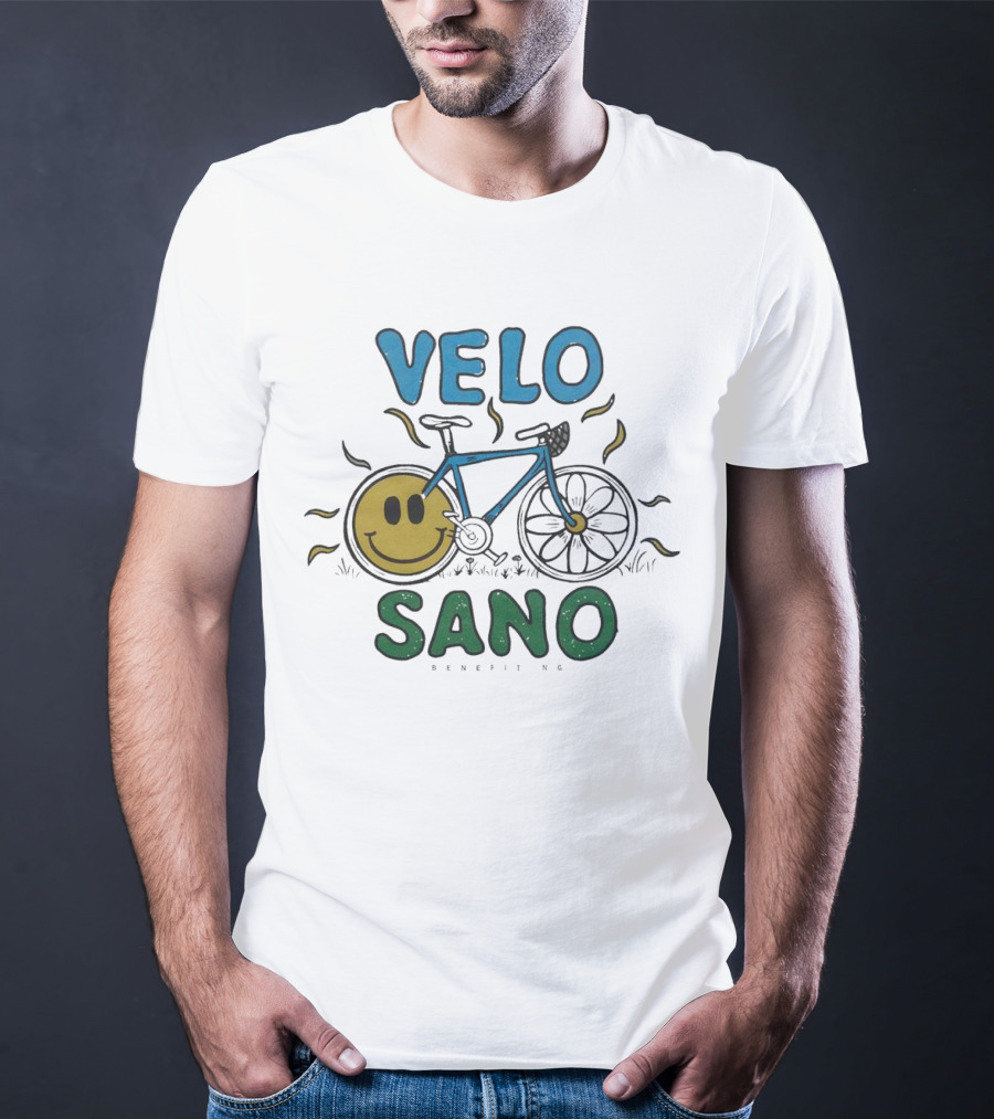 VELO SANO Yellow Smile Bike Sun Motif T-Shirt